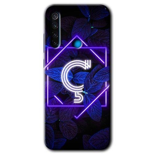 BeRa Aksesuar Xiaomi Redmi Note 8 Kılıf Baskılı Kapak - Dark Neon Yaprak D Harfi +Tam Kaplayan Mat Seramik