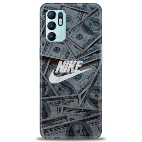 Oppo Reno 6 Kılıf HD Baskılı Kılıf - Nike Dolar + Tam Ekran Koruyucu