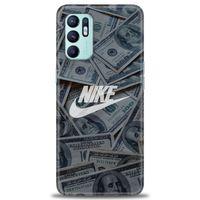 Oppo Reno 6 Kılıf HD Baskılı Kılıf - Nike Dolar + Tam Ekran Koruyucu