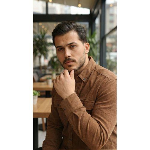 Erkek Kadife Desen Pamuklu Gömlek