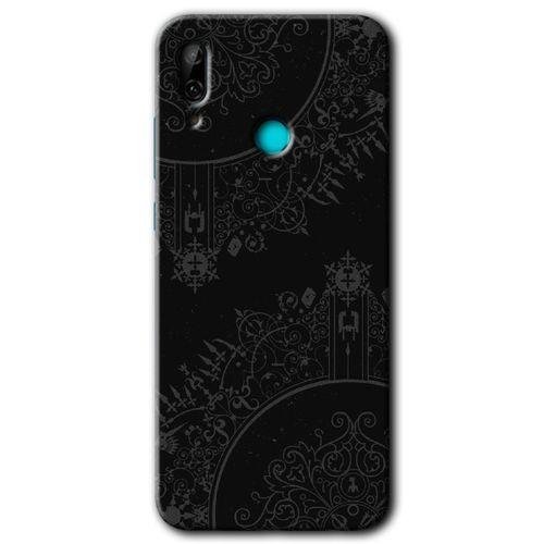 Huawei P smart 2019 Kılıf Baskılı Kapak - Siyah Mandala +Tam Kaplayan Mat Seramik