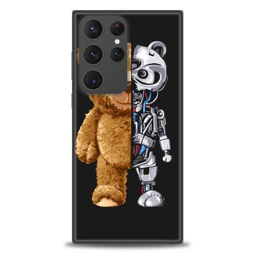 Samsung Galaxy S23 Ultra Kılıf HD Baskılı Kılıf - Ayı ve İskeleti + Tam Ekran Koruyucu