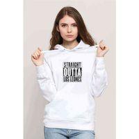 Pubg Straıght Outta Los Leones Baskılı Beyaz Kadın Kapşonlu Sweatshirt