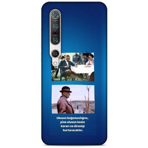 Xiaomi Mi 10 Pro Kılıf Atatürk (6) Silikon Kılıf Koyu Mavi