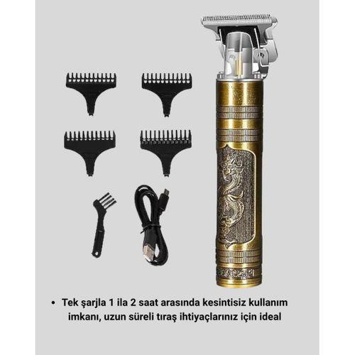 Şarjlı T Bıçaklı Saç Ve Sakal Tıraş Makinesi – 3 Başlıklı, Güçlü Motorlu, 2 Saat Kullanım
