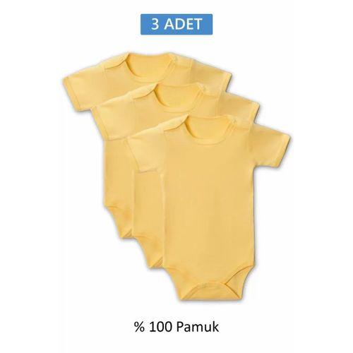 Sarı Yarım Kol Body Zıbın 7-12 YAŞ Çocuklar İçin (3 ADET) Alttan Çıtçıtlı Özel Gereksinimli