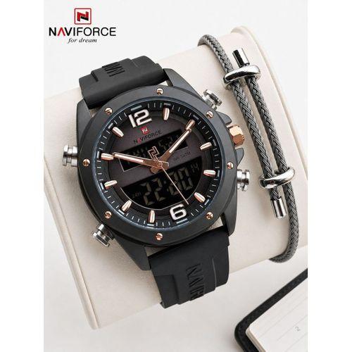 Naviforce Silokon Kordon Dijital & Analoğ Mekanizma Bileklik Hediyeli 3 ATM Erkek Kol Saati NF9264.1
