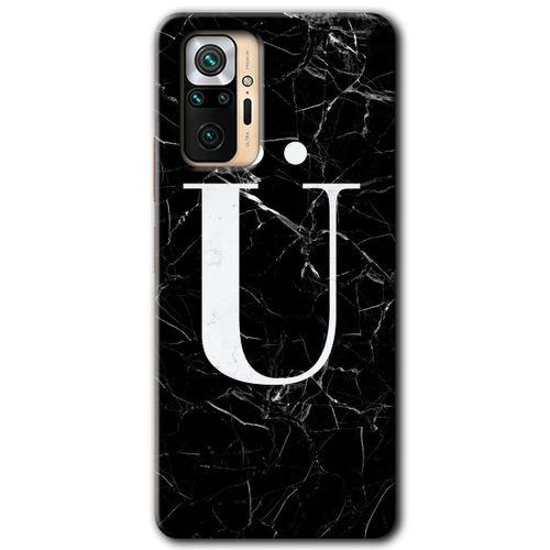 Potkal Hediye Fabrikası Xiaomi Redmi Note 10 Pro Kılıf HD Desen Baskılı Arka Kapak - Siyah Mermer Desenli Ü Harfi