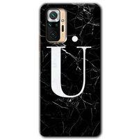 Potkal Hediye Fabrikası Xiaomi Redmi Note 10 Pro Kılıf HD Desen Baskılı Arka Kapak - Siyah Mermer Desenli Ü Harfi
