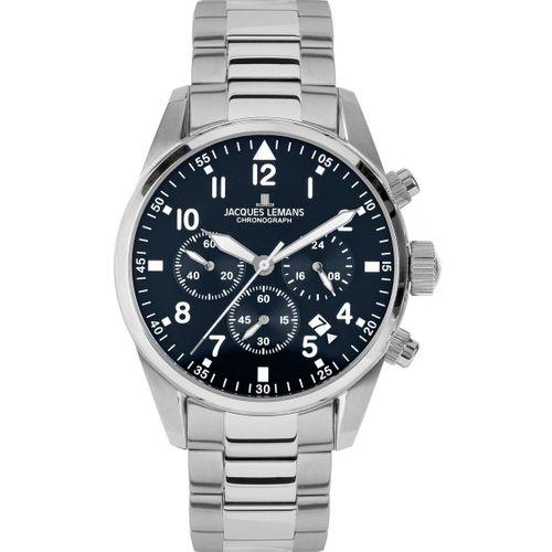 Jacques Lemans Sport JL.42-2D Quartz Çelik Gri Mavi Kadran 10 ATM 42 mm Erkek Kol Saati