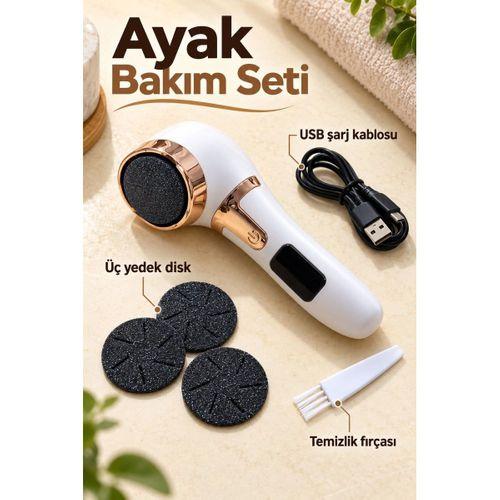 Üç Yedek Diskli Şarjlı Elektrikli Ayak Törpüsü