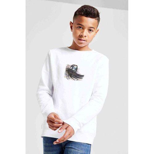 Owl Kuş Baskılı Unisex Çocuk Beyaz Sweatshirt