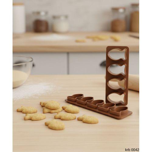 Balık Şekilli Kraker ve Kurabiye Kalıbı – 5’li Tek Parça Hamur Kesici, Şeker Hamuru ve Oyun Hamuru İçin