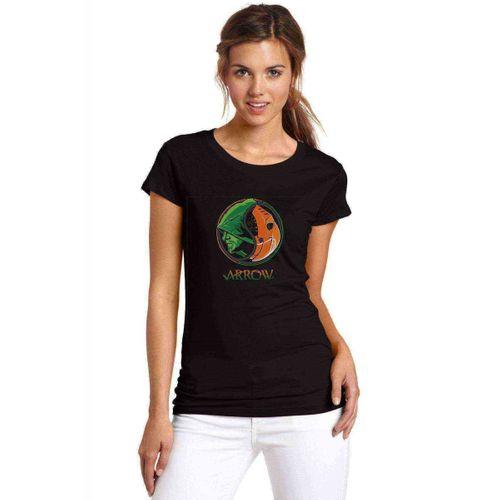 Arrow Baskılı Siyah Kadın Tshirt