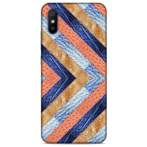 Xiaomi Redmi 9A Kılıf Patchwork (3) Kapak Lacivert Turuncu