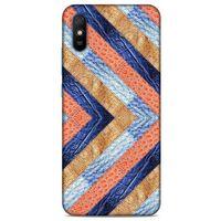 Xiaomi Redmi 9A Kılıf Patchwork (3) Kapak Lacivert Turuncu