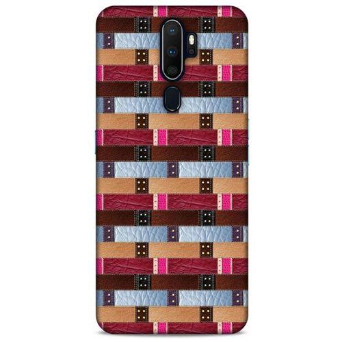 Oppo A9 2020 Kılıf Patchwork (45) Liquid Air Kılıf Bordo Gri
