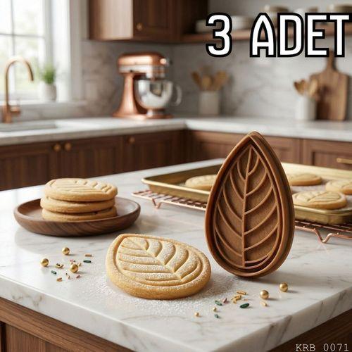 3Lü Yaprak Figürlü Hamur Şekillendirici Kurabiye Kalıbı Oyun Hamuru Kalıbı 8 5 cm