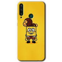 Huawei Y6P Kılıf Baskılı Kapak - Sünger Bob +Tam Ekran Koruyucu