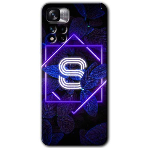 Potkal Hediye Fabrikası Xiaomi Redmi Note 11 Pro Plus 5G Kılıf HD Desen Baskılı Arka Kapak - Dark Neon Yaprak S Harfi