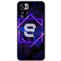 Potkal Hediye Fabrikası Xiaomi Redmi Note 11 Pro Plus 5G Kılıf HD Desen Baskılı Arka Kapak - Dark Neon Yaprak S Harfi