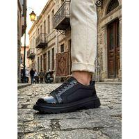 BA0245 Siyah Rugan Paraşüt Detaylı Akıllı Lastik Bağcık Yüksek Taban Günlük Erkek Ayakkabı