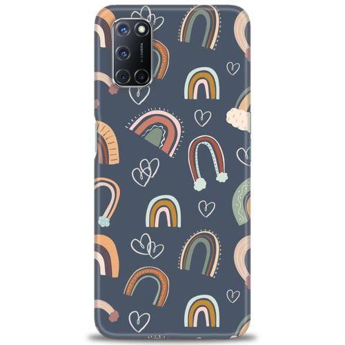 Oppo A92 Kılıf HD Baskılı Kılıf - Gökyüzü Kalp + Tam Ekran Koruyucu