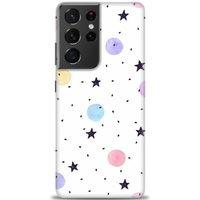 Samsung Galaxy S21 Ultra Kılıf HD Baskılı Kılıf - Yıldız ve Daireler + Tam Ekran Koruyucu