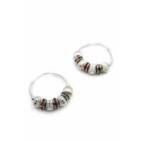 Taşlı Halka Küpe - Gümüş