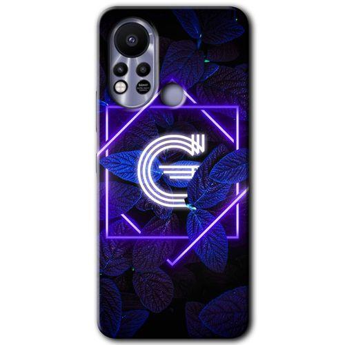 İnfinix Hot 11s Kılıf HD Desen Baskılı Arka Kapak - Dark Neon Yaprak G Harfi