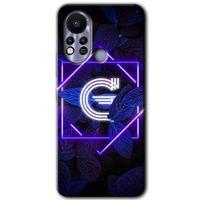 İnfinix Hot 11s Kılıf HD Desen Baskılı Arka Kapak - Dark Neon Yaprak G Harfi