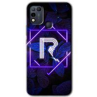 İnfinix Hot 10 Play Kılıf HD Desen Baskılı Arka Kapak - Dark Neon Yaprak R Harfi