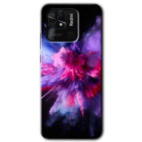 Redmi 10C Kılıf HD Desen Baskılı Arka Kapak - Color Splash Purple + Kırılmaz Cam