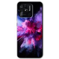 Redmi 10C Kılıf HD Desen Baskılı Arka Kapak - Color Splash Purple + Kırılmaz Cam