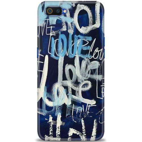 Realme C2 Kılıf HD Baskılı Kılıf - Love Mavi + Tam Ekran Koruyucu