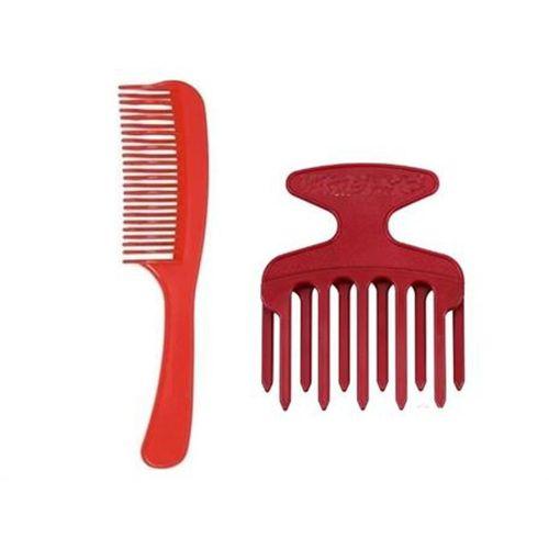 Geniş Dişli Saç Tarama Tarağı Ve Perma Tarak Seti 2 Parça Pembe
