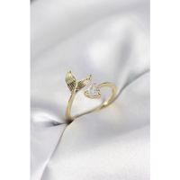 Balık Kuyruğu Model Gold Renk Zirkon Taşlı Kadın Yüzük