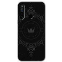 Realme 5i Kılıf HD Desen Baskılı Arka Kapak + Temperli Cam - Siyah Mandala 1