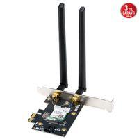 ASUS PCE-BE6500, BE6500, 2xAnten, 6500Mbps, Tri-Bant, 6GHz WİFİ 7, Bluetooth v5.4, WPA3, PCI-Express x1, PCIe Adapter
