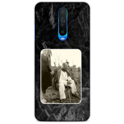 Xiaomi Redmi K30 Kılıf Atatürk (29) Arka Koruma Kılıfı Siyah Mermer