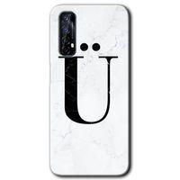 Realme 7 Kılıf HD Desen Baskılı Arka Kapak - Beyaz Mermer Desenli Ü Harfi + Kırılmaz Cam