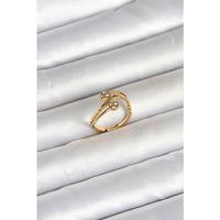 316L Çelik Gold Renk Zirkon Taşlı Kalp Model Kadın Yüzük