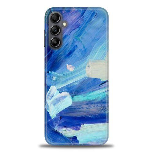 Samsung Galaxy A14 Kılıf HD Baskılı Kılıf - Mavi Beyaz + Tam Ekran Koruyucu