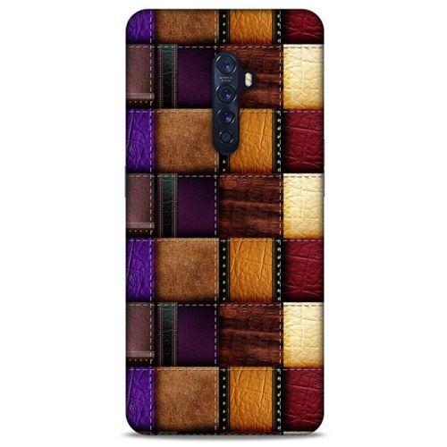 Oppo Reno 2 Kılıf Patchwork (13) Silikon Kap Mor Turuncu