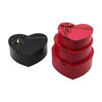 3PCS KALP MAT MİX RENKLİ - KABARTMA DESEN KARTON HEDİYE KUTUSU KURDELALI 31X28-27X24-23X20CM