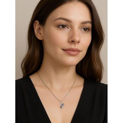 Sonsuzluk Pırlanta Model Safir Taşlı Kelebek Kadın Gümüş Kolye
