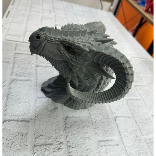 3d Ejderha Başı Heykeli Koleksiyonluk Dekoratif Figür 22x17 Cm