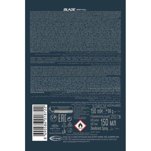 3 Adet Blade Deep Chill Erkek Deodorant 150 Ml Hızlı Kurur, Leke Bırakmaz