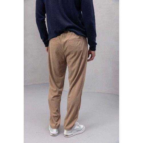 Roy Regular Fit Beli Lastikli Fitilli Kadife Kumaş Fermuarlı Jogger Erkek Pantolon - Bej