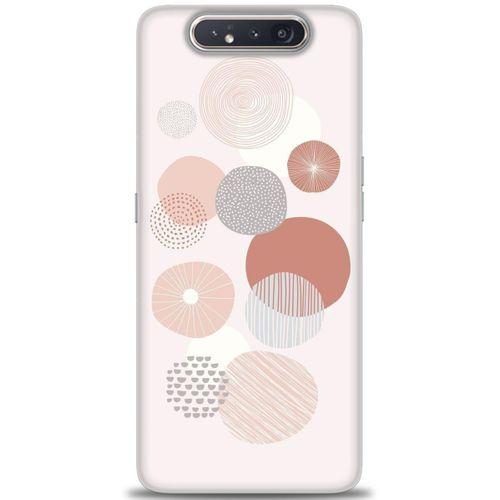 Samsung Galaxy A80 Kılıf HD Baskılı Kılıf - Pembe Daireler + Tam Ekran Koruyucu